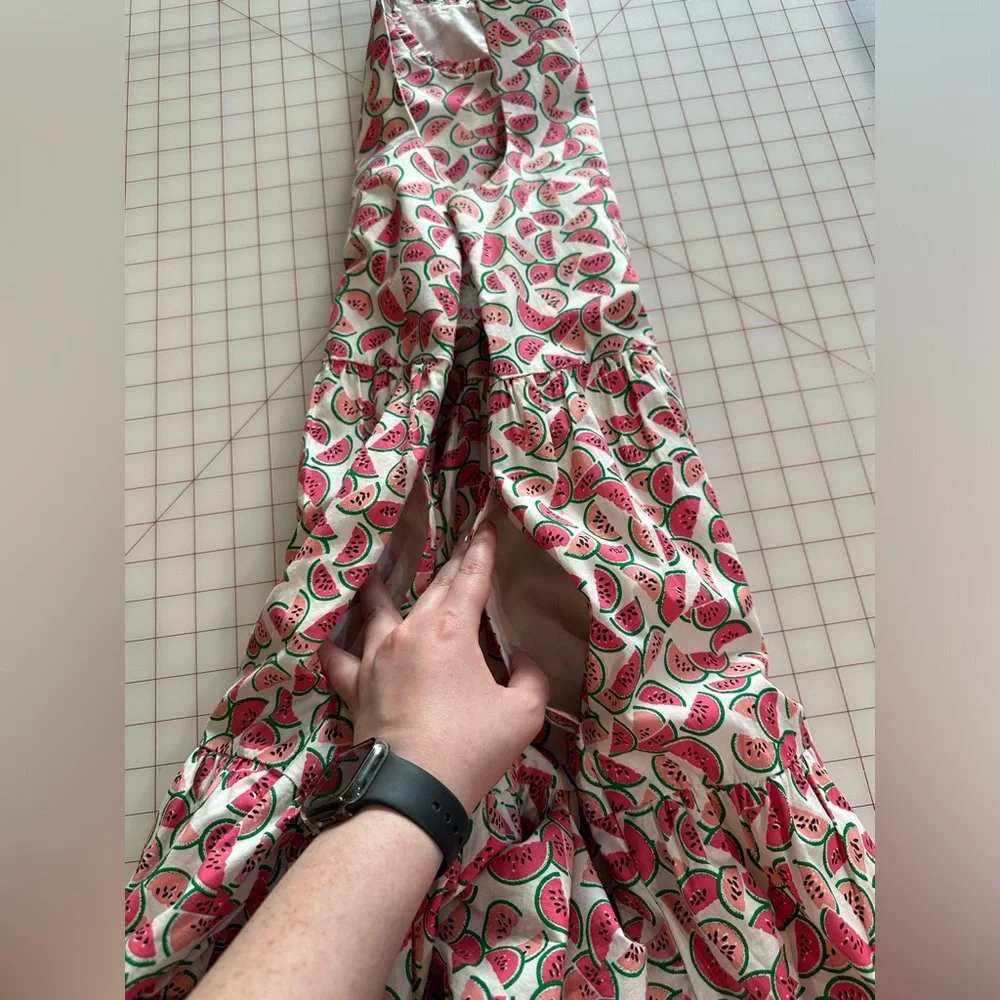 J.Crew size 4 white and pink watermelon summer pattern flowy dress